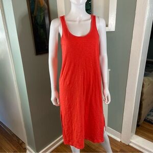 GAP Bright Neon Orange/Pink Cotton Tank MIDI Dress XSmall XS